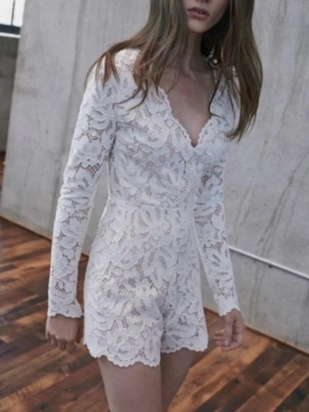 Alexis White Lace Long-Sleeve Romper